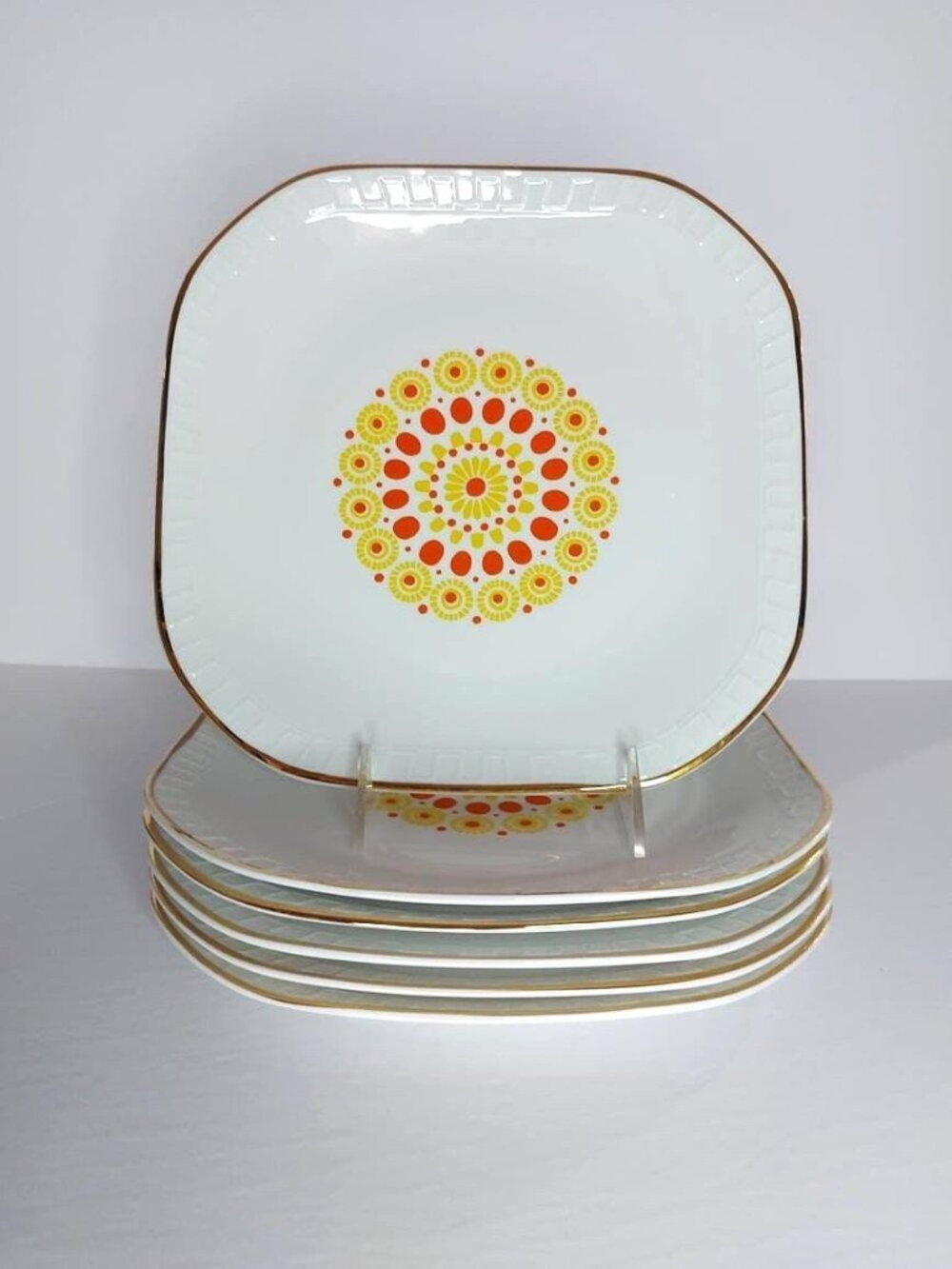Vintage Walwel China Square Dinner Plates